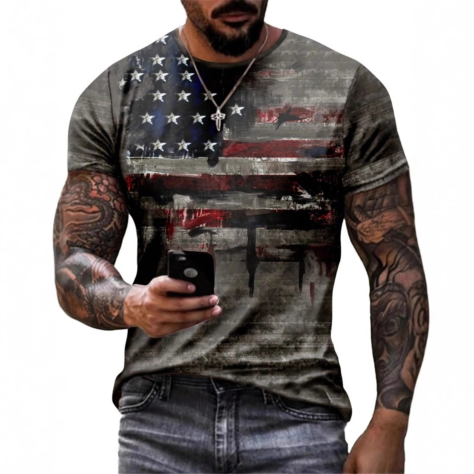 Street Fashion Europe - Men'S USA Independence Day Flag Short
