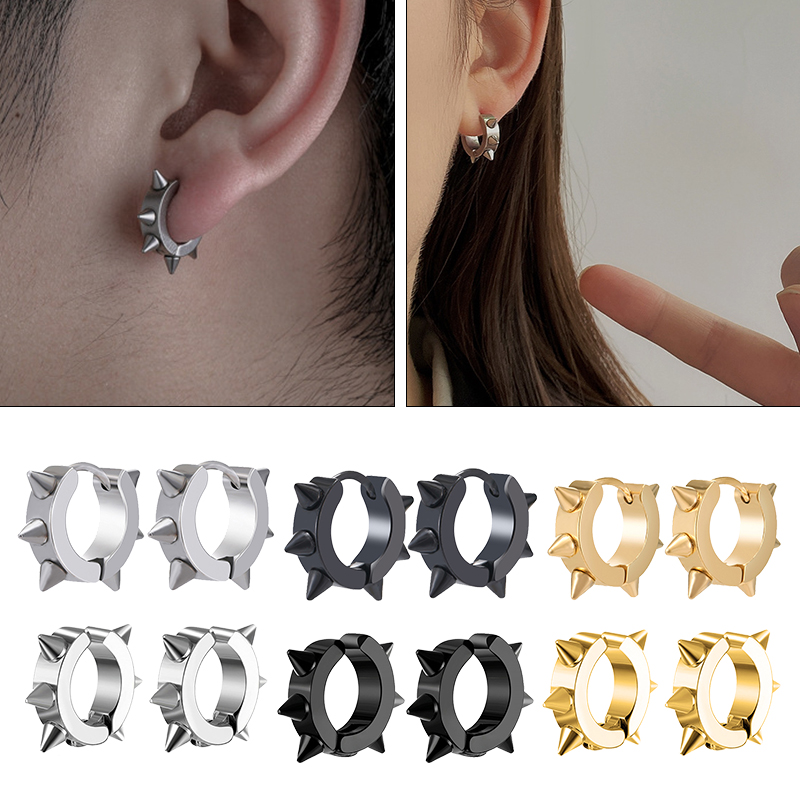 Street Fashion Earrings - 1Pair Punk Stainless Steel Spiky Thorn
