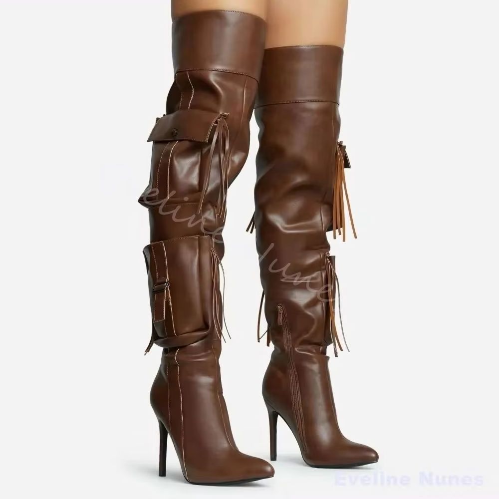 brown Tassel Over The Knee Boo - Street Fashion Rome 2026 recensie en prijs