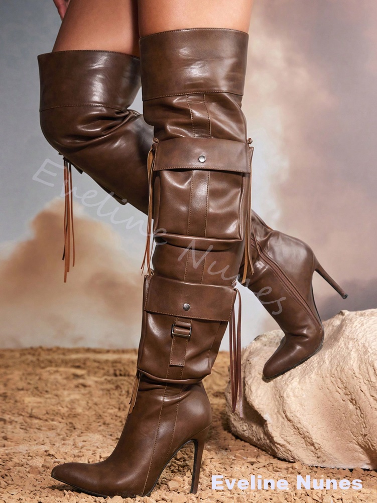 brown Tassel Over The Knee Boo - Street Fashion Rome 2026 recensie en prijs