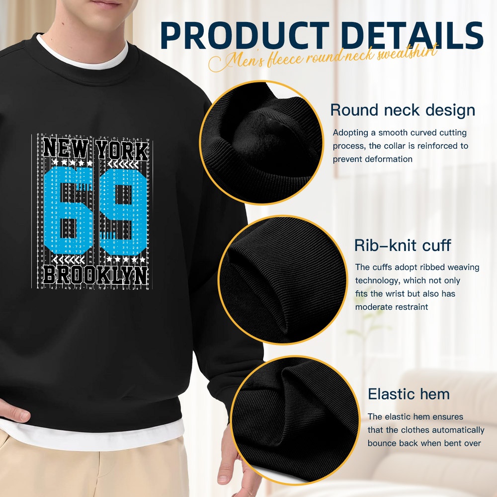 Men's Black Crew Neck Loose Sw - Street Fashion New York recensie en prijs