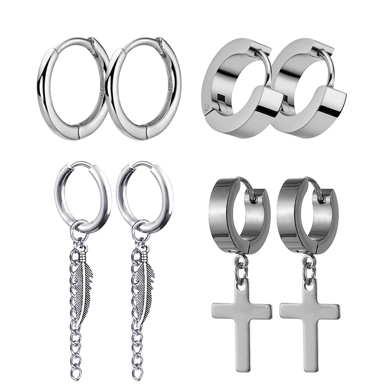 4 Pairs Punk Steel-color Stain - Street Fashion Earrings recensie en prijs