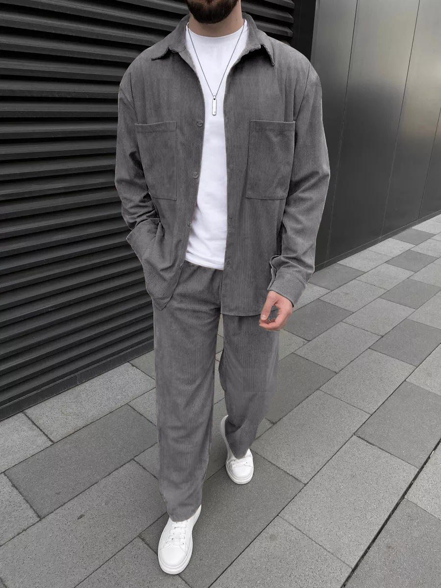 Men's corduroy two-piece outfi - Street Fashion Men recensie en prijs